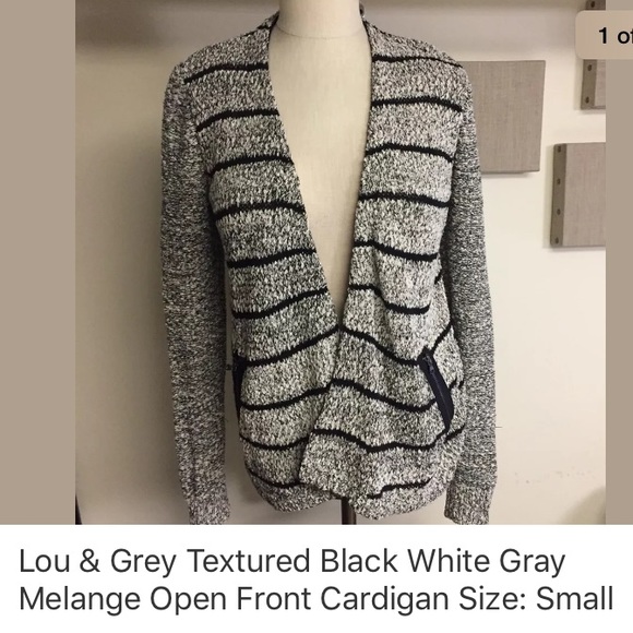 Lou & Grey Open Front Cardigan in Grey, White Melange - Picture 1 of 5
